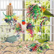 Bird Shredding Foraging Toys Parakeet Toy Chewing Hanging Toy Shredded Paper Bird Cage Accessories Bird Rope Perch for Conure Cockatiel Budgies Lovebird Parrotlet