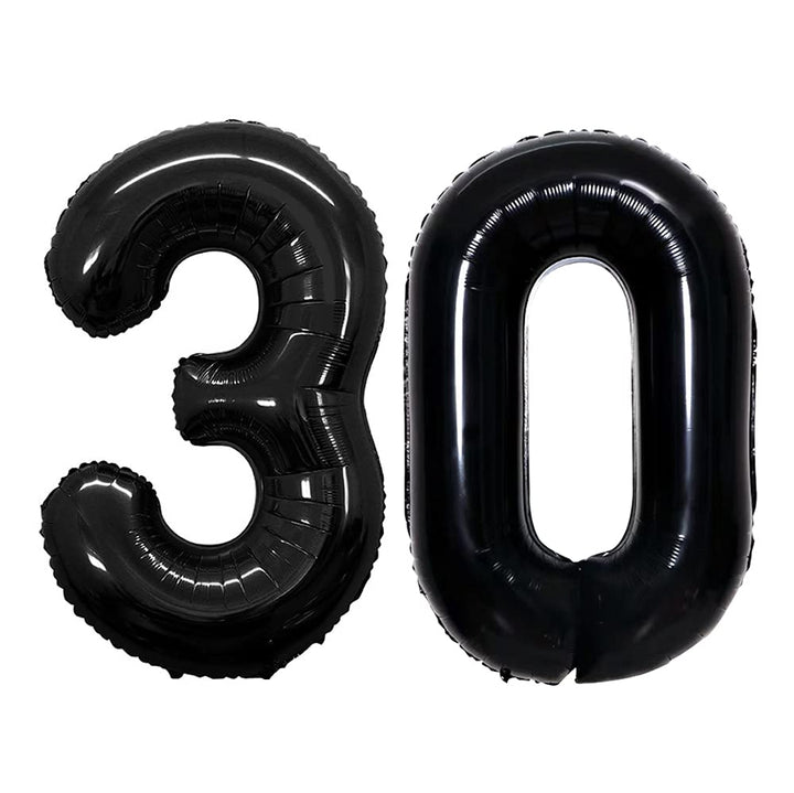 GOER Number 30 Balloons for 30th Birthday Party Decorations,42 Inch Jumbo Foil Helium Balloons for 30th Anniversary (Black)