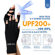 SAVILAND UPF200+ UV Gloves for Gel Manicures One Size Fit Most Black | Sun & UV Protection Anti UVA & UVB 999+, Fingerless Gloves, UV Light Gloves Prevent Hands from UV Harm