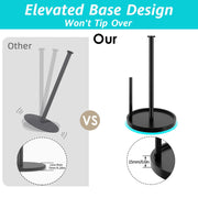 Paper Towel Holder Countertop, Standing Paper Roll Holder with Anti Slip Weighted Base, Stainless Steel Freestanding Paper Towel Holder for Kitchen, Black