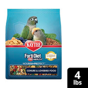 Kaytee Forti-Diet Pro Health Nourish+Protect Conure & Lovebird Food, 4 lb | Balanced digestion. Conure food with prebiotics and probiotics. Parrot food, antioxidants, omega-3s