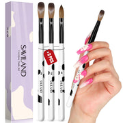 SAVILAND 3PCS Acrylic Nail Brush Set Size 8/10/14 Black & White | Kolinsky Acrylic Nail Brushes, for Acrylics Application, Acrylic Powder Nail Art Extension, for Beginner & Professional