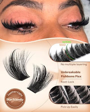 Goddvenus Manga Lash Clusters With Spikes Wispy Cluster Eyelash Extensions Full-volume Anime Eyelashes Clusters Reusable Faux Mink Fairy Individual Lash Extension (D Curve 12-18mm 204 pieces)