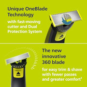 Philips Norelco OneBlade 360 Hybrid Face Trimmer and Shaver, 5 Length Comb | Trim Edge & Shave, 5-in-1 Stubble Comb, 360 Contour Blade, Wet and Dry Use, 45-Minute Runtime, First Electric Shaver