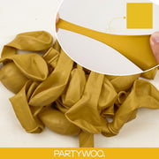 PartyWoo Mustard Yellow Balloons 120pcs Different Sizes of 18 12 10 5 Inch | Balloons for Birthday Sunflower Little Cutie Thanksgiving Bridal Shower Party Decorations Yellow-F57