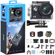 AKASO EK7000 4K30FPS 20MP WiFi Action Camera with EIS Ultra HD 131FT Waterproof Underwater Camera Remote Control 4X Zoom Support External Microphone Black