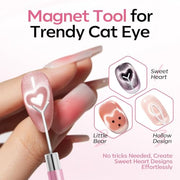 Modelones Cat Eye Magnet for Fall Brown Cat Eye Gel Polish 5PCS | 3-in-1 Dual-head Magnet Pink Nail Magnet for Cateye Gel Polish, Side Light Wide Light Glass Glow Effects DIY Nail Art Tool