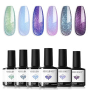 modelones Gel Nail Polish Set Glitter Chameleon 6Colors Blue Green Purple