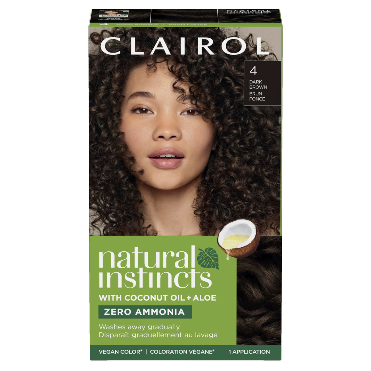 Clairol Natural Instincts Demi-Permanent Hair Dye, 4 Dark Brown | 1 Pack | Ammonia‑Free, Vegan Hair Color with Coconut Oil & Aloe Vera