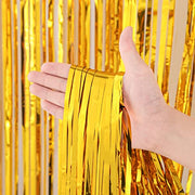 Voircoloria Gold Foil Fringe Backdrop Curtains, 3.3x8.2ft, 3 Pack | Tinsel Streamers, For New Years Eve, Graduation, Birthday, Baby Shower
