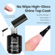 Beetles Builder Gel for Nails with Gel Base and Top Coat Set 3Pcs | 3-Step Clear Builder Nail System for Nail Overlay, Strengthening and Apex Building, UV Lamp Cured