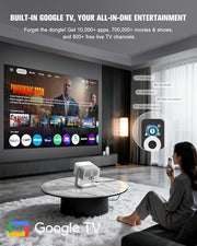 【Google TV & High Brightness】4K Outdoor Projector with WiFi and Bluetooth | VOPLLS Smart Short Throw Movie Gaming Proyector with HDR10/Dual Dolby Audio/ AI Auto Focus for Bedroom Home Theater