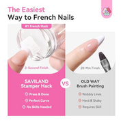 SAVILAND French Tip Tool Silicone Nail Stamper 4PCS | Long & Short Silicone Nail Stamp with Scrapers, Fast Easy French Nails, Nail Stuff for French Manicure Home DIY Salon