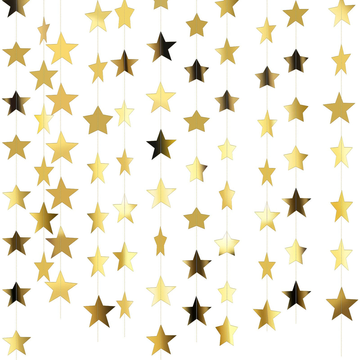 Patelai 130 ft Star Garland Banner Decor, Gold | Glitter Star Hanging Streamer, Twinkle Backdrop, Christmas Decorations, Birthday Supplies, Homecoming Party Decorations