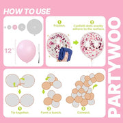 PartyWoo Hot Pink Balloons 66pcs 12 Inch Magenta Fuchsia Latex Balloons | Pearl Pink Metallic Magenta Fuchsia Confetti for Gender Reveal Bridal Shower Baby Shower Princess Birthday Party Decorations