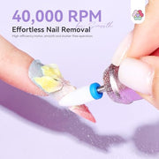 SAVILAND Nail Drill Professional 40000RPM 30S Fast Removal for Acrylic Nail | Low noise running, 4000mAh battery Long-Lasting, Complete drill bit set, Salon&mobile tech use, LCD display, Gradient Purple