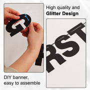 BEISHIDA Glitter Black 116 PCS A-Z DIY Letter Custom Banner Party Decor | 111 Letters&Numbers,3 Rope,2 Threading Device,Personalized Party Banner Decorations,Birthday,Graduation,Wedding