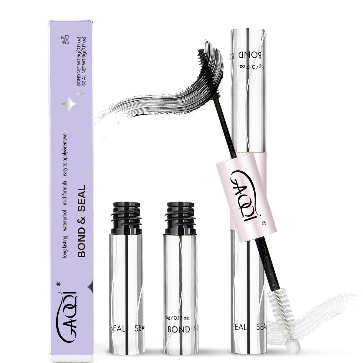 GAQQI Lash Cluster Glue, Waterproof Bond and Seal Lash Glue, Black - 10ml | Strong Hold 3-7days, Latex-free & Formaldehyde-free, Waterproof, For Cluster/ Individual/ Strip Lashes, Easy to Use