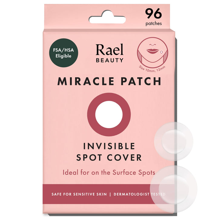 Rael Miracle Invisible Spot Cover Hydrocolloid Acne Pimple Patches (96 Ct) | Ultra-Thin Patch for Face, Absorbs Fluid From Blemishes, Facial Sticker, Korean Skin Care, Pore Care, 2 Sizes