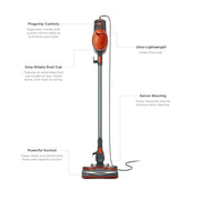 Shark Rocket Corded Stick Vacuum, Carpet & Hard Floors, Gray/Orange, HV301 | Under 9 Lbs., Handheld Conversion, Pet Hair Pickup, Swivel Steering, Low-Profile Reach, Crevice and Upholstery Tools