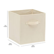 Amazon Basics Collapsible Fabric Storage Cubes Organizer with Handles, Sturdy Storage Bins for Organization, 10.5" x 10.5" x 11", Beige, 6-Pack
