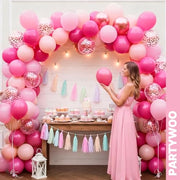 PartyWoo Hot Pink Balloons 66pcs 12 Inch Magenta Fuchsia Latex Balloons | Pearl Pink Metallic Magenta Fuchsia Confetti for Gender Reveal Bridal Shower Baby Shower Princess Birthday Party Decorations