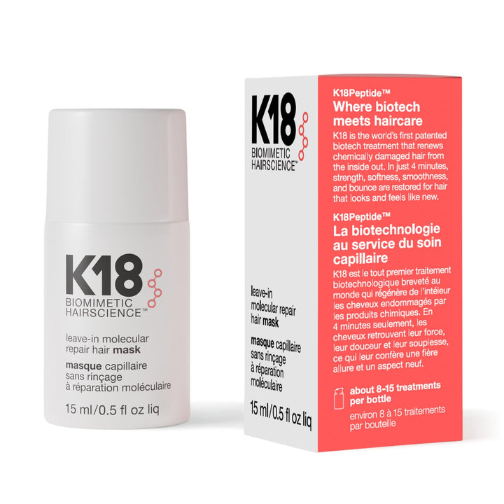 K18 Leave-In Molecular Repair Hair Mask | Peptide Hair Treatment Mask Repairs Bleach, Color, Chemical Services, Heat Damage In 4 Minutes