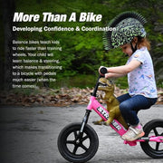 Strider 12 Sport, No Pedal Balance Bike for Kids Ages 1–4 Years, Pink | No-Pedal Balance Bike for Toddlers, Safety Pad, Adjustable Seat and Handlebars Lightweight Frame, Never-Flat Tires
