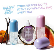 Holler Soft Cloud Vanilla Scented Body And Hair Mist, 3.38 Fl Oz | Spritz a sweet blend of warm vanilla, coconut, amber. Gentle water-based formula keeps skin and strands shiny, not sticky.