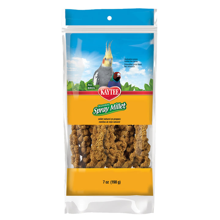 Kaytee Spray Millet Treat for Pet Birds, 7 oz | Foraging fun. Bird millet on a stem. All natural, parakeet millet, no artificial colors or flavors