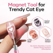 Modelones Cat Eye Magnet for Fall Brown Cat Eye Gel Polish 5PCS | 3-in-1 Dual-head Magnet Pink Nail Magnet for Cateye Gel Polish, Side Light Wide Light Glass Glow Effects DIY Nail Art Tool