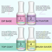 SAVILAND Dip Powder Liquid Set HEMA-free, 4Pcs 20 ml No Curing Needed | Ultimate Nail Dip System Essentials Liquid, Large Capacity, Dipping Base Activator Top Coat Brush Saver, DIY Home Manicure