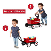 Radio Flyer Push & Pull Walker Wagon with Garden Tools, Ages 1-4 Years, Red | Locking Handle for Stability, Baby Push Walker Converts to Pull Wagon, Indoor & Outdoor Play