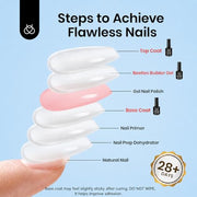Beetles Builder Gel for Nails with Gel Base and Top Coat Set 3Pcs | 3-Step Clear Builder Nail System for Nail Overlay, Strengthening and Apex Building, UV Lamp Cured