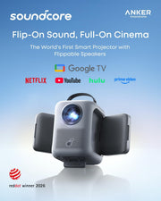 soundcore Nebula P1i Portable Projector with Flippable Speaker | Google TV, Wi-Fi, Bluetooth, Autofocus and Auto Keystone, All-Glass Lens, 4K Support, 380 ANSI Lumens, 20W Dolby Audio, 1080p