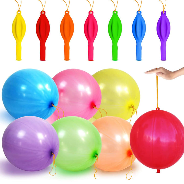 LEEZZIZZ 30Pcs Punch Balloons, Thickened Neon Punching Balloon Heavy Duty Party Favors for Kids with Rubber Band Handle, Bouncy Balls for Birthday Weddings Goodie Bag Stuffer Supply