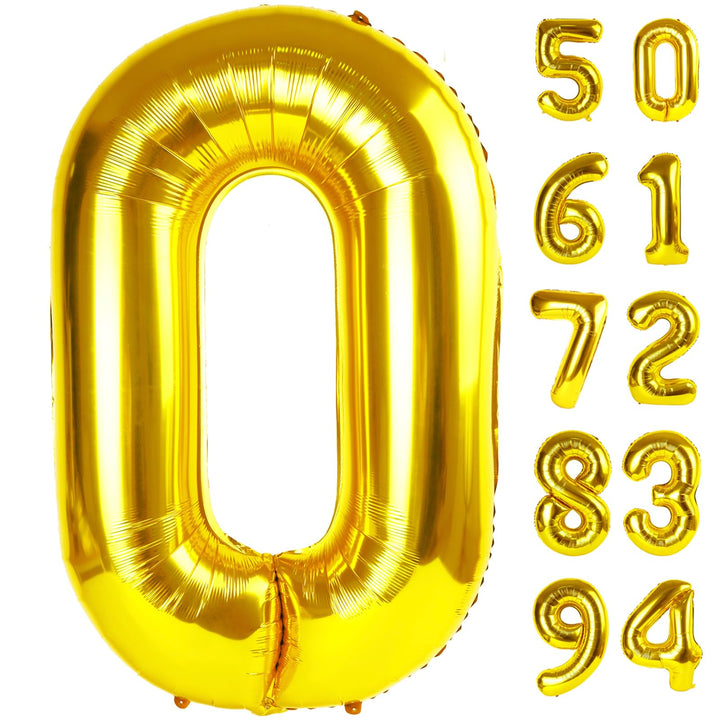 Gold 0 Balloon - Number Balloon 40 Inch, 0th Gold Birthday Decorations | Giant foil helium inflatable 10 20 30 40 50 Numbers Balloon Birthday Decorations, Gold Party Supplies for Women Men