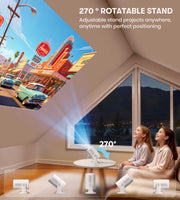 Miroir Roku TV Smart Projector with WiFi and Bluetooth, 150 ANSI, Dolby Audio, 270° Rotatable Stand, Auto Keystone & Zoom — Portable Mini Outdoor Movie Projector with Roku Streaming Built-in