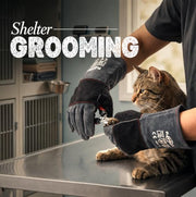 RAPICCA Animal Handling Gloves, Bite Proof Double Leather, 16 in Grey-Black | For Dog, Cat, Bird, Falconry, Snake & Reptile Handling; Vets, Groomers & Animal Control Teams