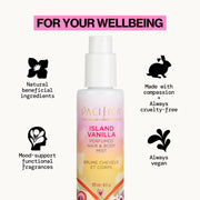 Pacifica Island Vanilla Hair Mist Perfume and Full Body Spray for Women - Fragrance Spray for A Mood-Lifting Experience, Paraben-Free, Clean Beauty No Alcohol, Vegan & Cruelty-Free, 6 oz oz