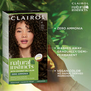 Clairol Natural Instincts Demi-Permanent Hair Dye, 4 Dark Brown | 1 Pack | Ammonia‑Free, Vegan Hair Color with Coconut Oil & Aloe Vera