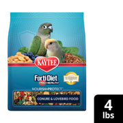 Kaytee Forti-Diet Pro Health Nourish+Protect Conure & Lovebird Food, 4 lb | Balanced digestion. Conure food with prebiotics and probiotics. Parrot food, antioxidants, omega-3s