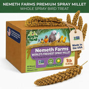 Nemeth Farms Spray Millet - Edible Tops Only, Non-GMO and Sun-Dried - 1 lb for Parakeets, Canaries and Finches