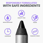 Wonderskin Eyeliner Pencil 1440 Longwear Eyeliner Waterproof & Smudge Proof | Waterproof deep black eyeliner, smudge-proof formula glides on smoothly for precise, long-lasting definition.