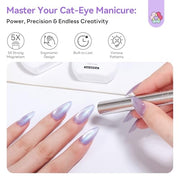 SAVILAND 5X Strong Cat Eye Magnet Dual-Ended Nail Magnet Stick | Neodymium Cat Eye Gel Nail Polish Magnet, Ergonomic Magnetic Nail Wand, 3D Cateye Nails, Cat-Eye Effect for Nail Art