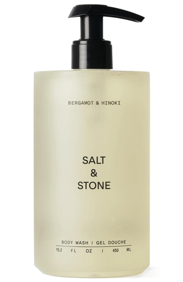 Salt & Stone Body Wash for Women & Men, Bergamot & Hinoki 15.2 fl oz | Shower Gel, Sulfate-Free, Paraben-Free, Dye-Free, Vegan, Hydrating & Moisturizing with Antioxidants, Vitamin C, Niacinamide