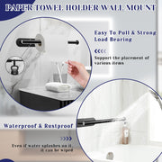 Black Paper Towel Holder, Self Adhesive Paper Towel Holder Under Cabinet | Stainless Steel, kitchen, Bathroom, Sink, Pantry, Fridge, durable, scratch-resistant, cling film, foil rolls, Drilling