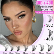 Pawotence Lash Extension Kit DIY 280pcs Lash Clusters Eyelash Extension Kit, 9-16mm 30D 40D Individual Lashes Kit with Lash Bond and Seal, Lash Tweezers for Self Use (30D&40D, 0.07D, 9-16mm, Kit)
