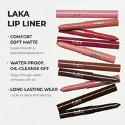 Laka Lip Liner - Creamy Matte Lip Contour | #02 Suede Pink | Muted Nude Pink | Precise Lip Liner Pencil for Shaping & Overlining | Long-Lasting Waterproof Formula | No Sharpening