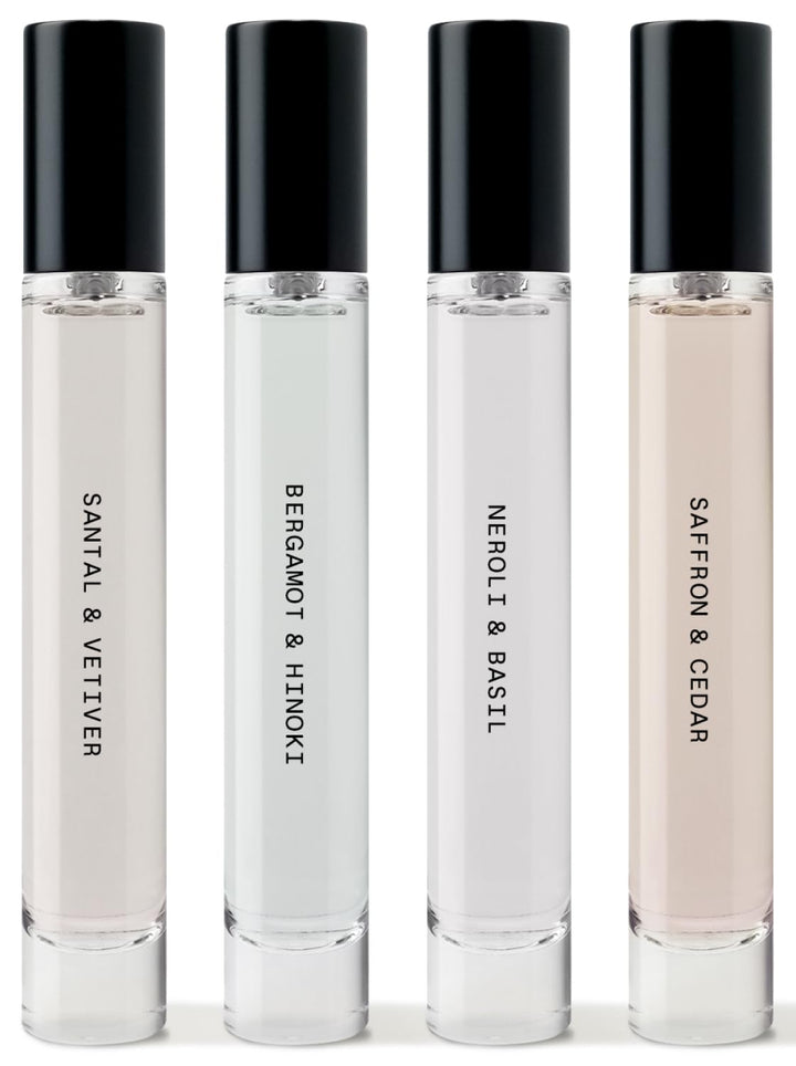 Salt & Stone Body Mist Discovery Set, 4 Mini Fragrance Sprays, 0.34 oz Each | Lightweight Mist, Mini Sampler Set for Gifting & Travel, Gender Neutral Fragrance, Glycerin & Red Algae, Vegan, Paraben-Free